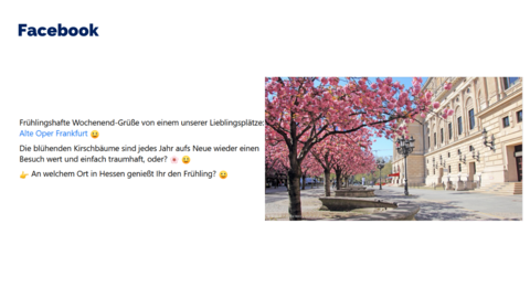 Facebook Post "Frühlingshafte Wochenend-Grüße" vom 23. April 2022