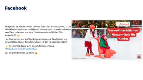 Facebook-Post von Samstag, 26. November 2022 um 09:00