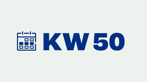 Grafik mit der Aufschrift "KW 50" für "Kalenderwoche 50"