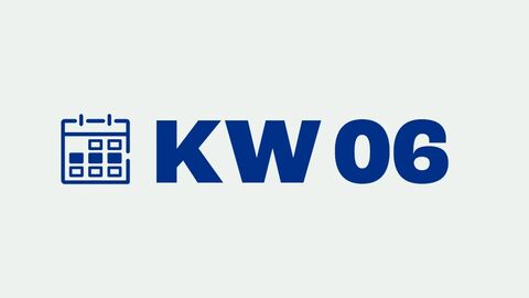 Grafik mit der Aufschrift "KW 06" für "Kalenderwoche 6"