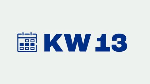 Grafik mit der Aufschrift "KW 13" für "Kalenderwoche 13"