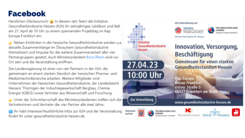 Facebook-Post vom 25.04.2023