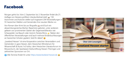 Facebook-Post vom 01. September 2023