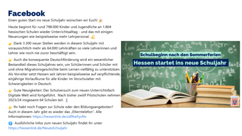 Facebook-Post vom 04. September 2023