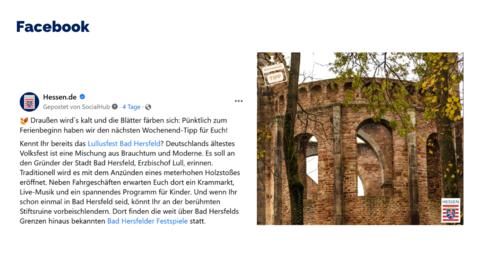 Facebook-Post vom 20. Oktober 2023