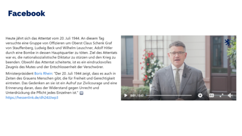 Facebook-Post vom 20. Juli 2024