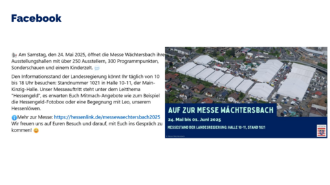 Facebook Post vom 22. Mai 2025