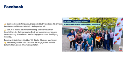 Facebook Post vom 30. Mai 2025