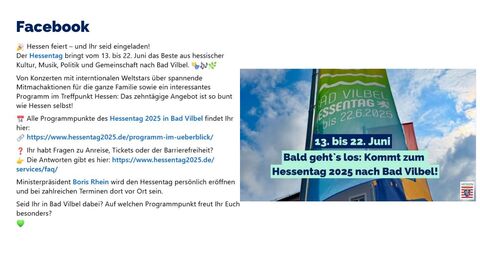 Facebook Post vom 09. Juni 2025