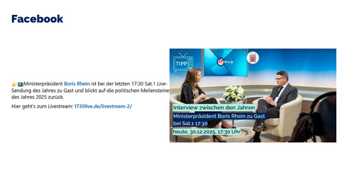 Facebook Post vom 30. Dezember 2025