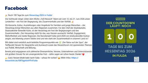 Facebook-Post vom 9. März 2026