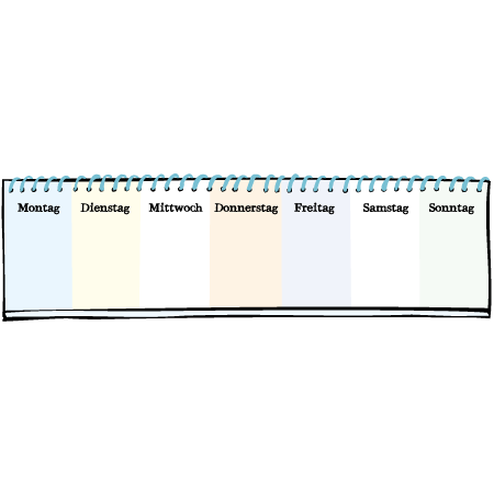 Hier kann man aufschreiben, was man in der Woche macht.